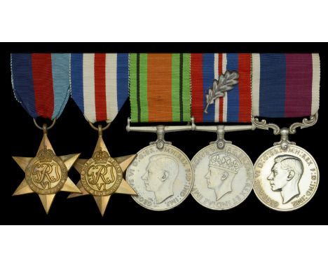 Five: Warrant Officer A. E. Brown, Royal Air Force  1939-45 Star; France and Germany Star; Defence and War Medals 1939-45, wi