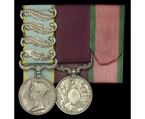 Pair: Gunner W. Gosling, Royal Horse Artillery  Crimea 1854-56, 4 clasps, Alma, Balaklava, Inkermann, Sebastopol, unofficial 