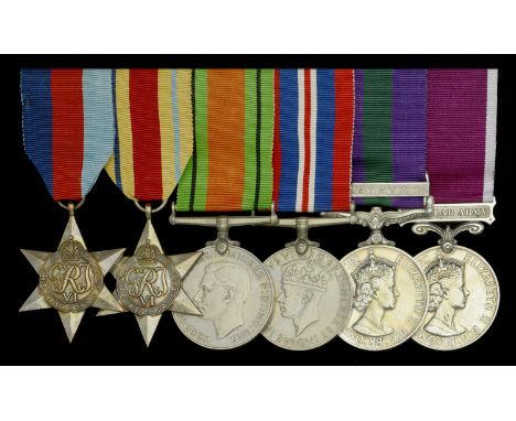 Six: Warrant Officer Class 2 D. Grennshields, Royal Electrical and Mechanical Engineers  1939-45 Star; Africa Star; Defence a