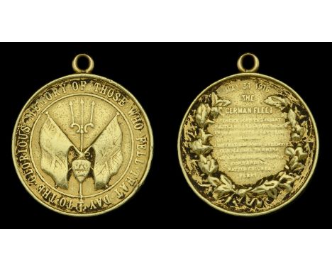 Battle of Jutland Commemorative Medal, by Spink & Son, 22mm, gold (18ct., 9.27g), the obverse featuring the draped White Ensi