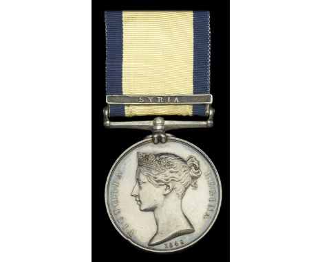 Naval General Service 1793-1840, 1 clasp, Syria (Chas. Hardy.) edge bruise, light cabinet marks to obverse field, otherwise n
