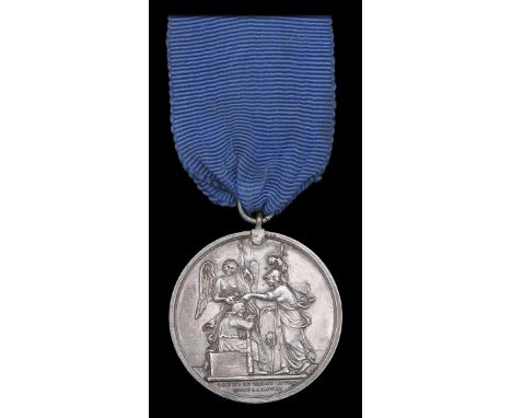 7th Foot Order of Merit 1788, silver struck medal by Phillips, 38mm diameter, obverse, Pallas and Victory crowning an aged se