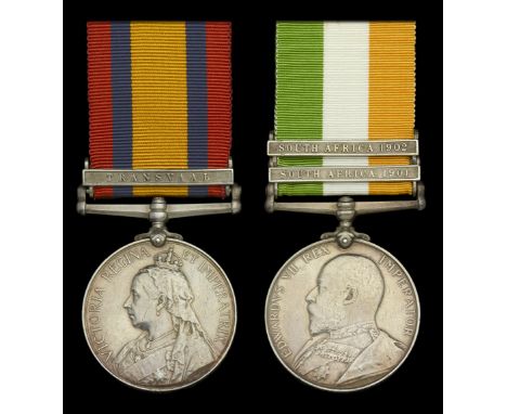 Pair: Corporal C. Austin, Oxfordshire Light Infantry  Queen’s South Africa 1899-1902, 1 clasp, Transvaal (3964 Pte C. Austin,