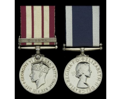 Pair: Leading Electrical Mechanic P. J. Wright, Royal Navy  Naval General Service 1915-62, 1 clasp, Malaya, G.VI.R. (C/JX.661