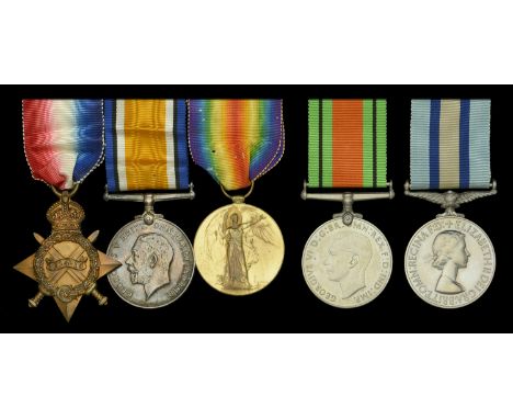 Five: Flight Cadet E. C. Taylor, Royal Air Force and West Kent Yeomanry, later Observer, Royal Observer Corps  1914-15 Star (