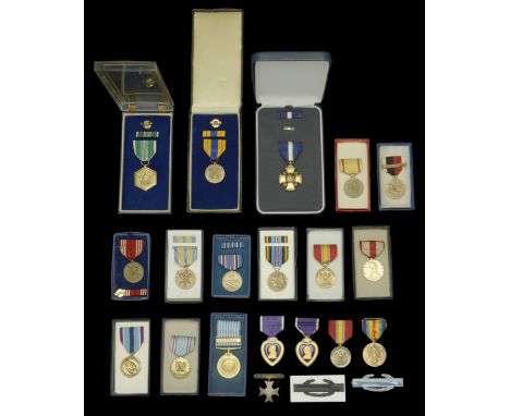 United States of America, Navy Cross, with enamelled lapel badge and riband bar, in case of issue; Purple Heart (2); Selectiv