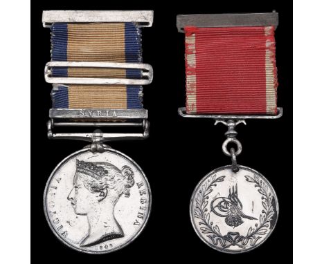 Pair: Boatswain Richard Bullmore, Royal Navy   Naval General Service 1793-1840, 1 clasp, Syria (Richd. Bullmore) fitted with 