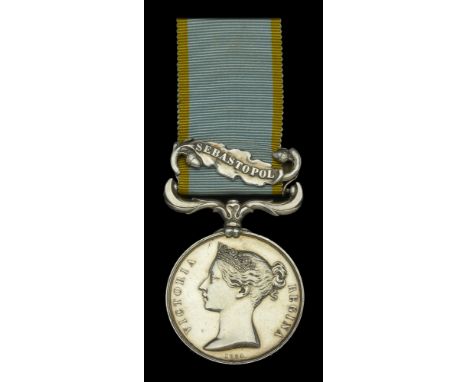 Crimea 1854-56, 1 clasp, Sebastopol (G. Porton. 62nd Regt.) officially impressed naming, light and ineffective attempt to obl