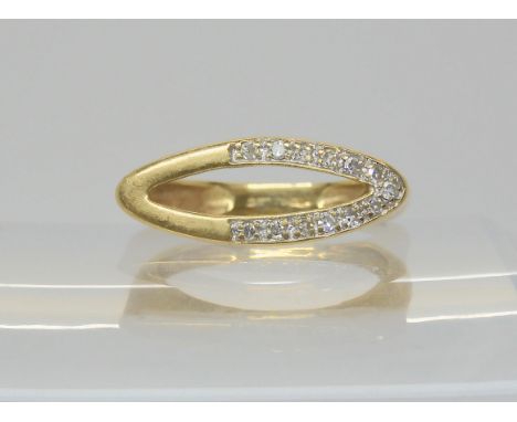 A 9ct gold retro design diamond accent dress ring, size K1/2, weight 2gms Condition Report:Available upon request