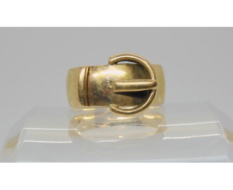 A 9ct gold buckle ring, size W, weight 8.7gms Condition Report:Available upon request