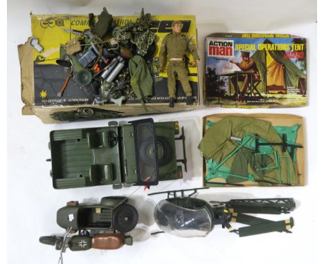 A collection of classic Action Man and other toys, comprising a single figure, various vehicles (including a boxed Command Co