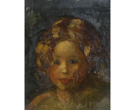 BRITISH SCHOOL&nbsp;Portrait head of a young girl, oil on board, 24 x 20cm Condition Report:Available upon request