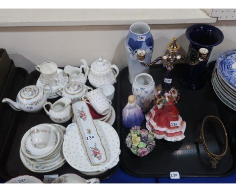 A Davenport imari palette candlestick, two Doulton figures, a Royal Copenhagen vase, a Bing and Grondhal vase etc Condition R