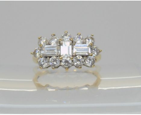 A 9ct gold cz cluster ring, size N1/2, weight 3.8gms Condition Report:Available upon request