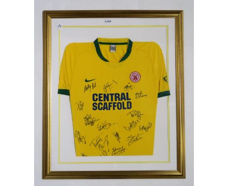 SPORTING MEMORABILIA&nbsp; A framed Hamilton Academical 2007-08 away shirt, with team signatures Condition Report:Available u