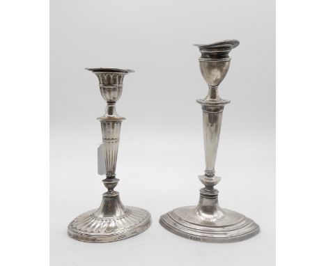 A Victorian silver candlestick, of tapering fluted form, with an oval base, by&nbsp;Hawksworth, Eyre &amp; Co Ltd, Sheffield 