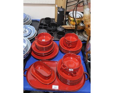 Villeroy and Boch Granada pattern tablewares including a tray, soup coupes and saucers, plates, bowls, together with a Scandi