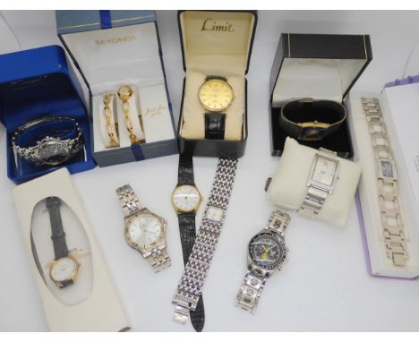 A collection of Gents fashion watches to include Limit, Rotary, Aviator etc Condition Report:Not available for this lot.