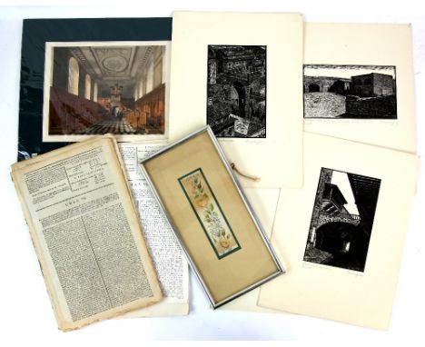 Tranquillo Marangoni (1912-1992) series of seven woodcuts of Trieste, signed with a monogram TM in the print and signed indis