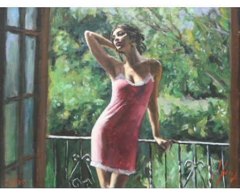 Fabian Perez (Argentinian, b. 1967), 'Like a Cat III', signed limited edition print, canvas on board, 23/195, 45.5cm x 76cm, 