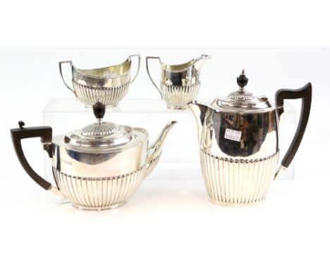 George VI silver four-piece tea-service, by William Hutton &amp; Sons Ltd., Sheffield 1936 (teapot London), each of oval form