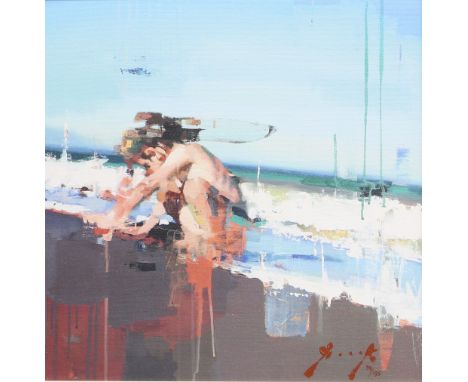 Christian Hook, British 20th/21st century, 'La Caleta', limited print on canvas, 39/195, 41cm x 41cm,.     