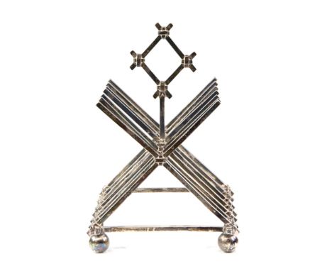 Victorian silver six-divide toast rack, by Hunt and Roskell, London 1867 and with retailers' mark for Storr &amp; Mortimer, t