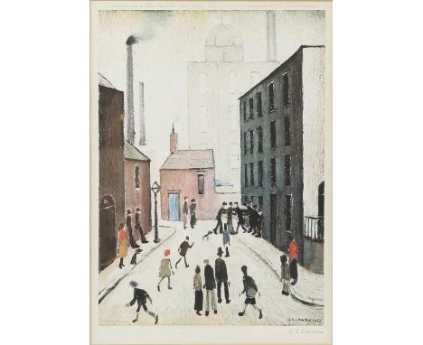 § Laurence Stephen Lowry RBA RA (British, 1887-1976). Industrial Scene, print in colours on wove paper, 1974, signed in penci