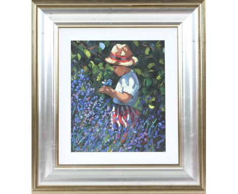 Sherree Valentine Daines (British, b.1959), 'Picking Bluebells', signed limited edition print, 58/195, 26.5cm x 22.5cm.     
