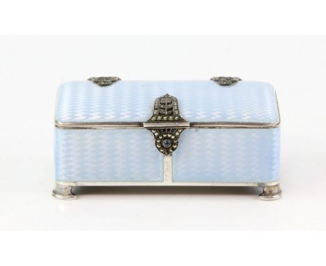 20th century German silver and guilloche enamelled snuff-box, by Meyle &amp; Mayer, Pforzheim, stamped 935, the oblong case d