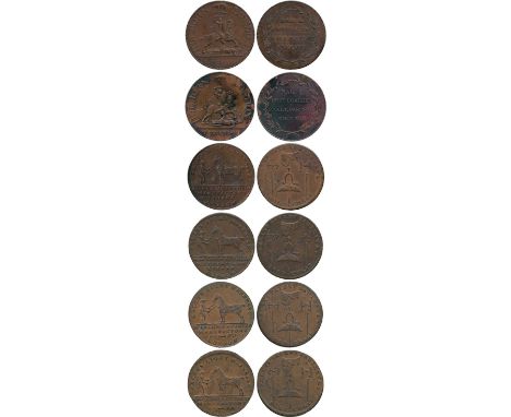 BRITISH TOKENS, 18th Century Tokens, England,  Middlesex, Ibberson, Copper Halfpenny (2), obv St George and dragon, rev MAIL 