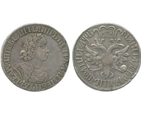 WORLD COINS, RUSSIA, Peter I, The Great (1682-1725), Silver Novodel Poltina, ?A?B (1702), 16.22g (Bit H521 (R2); KM N83; Sev 