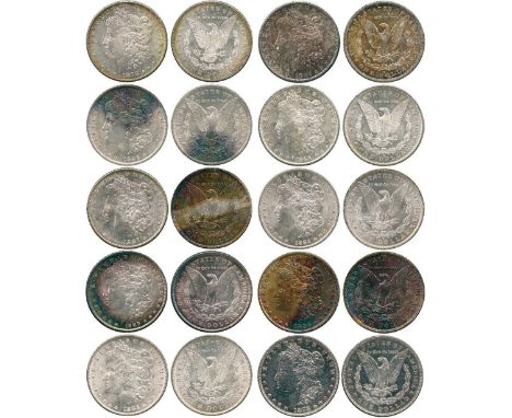 WORLD COINS, USA, Silver Morgan Dollars (10), 1878, seven feathers, second reverse, 1878-S, 1881-S, 1882-S, 1884-O, 1885-O, 1