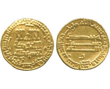 ISLAMIC COINS, ABBASID CALIPHATE, Harun al-Rashid, Gold Dinar, 191h, rev Arabic R in lower field, assigned to al-Rafiqa, 4.20