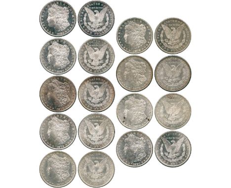 WORLD COINS, USA, Silver Morgan Dollars (9), 1878-S (3), 1879-S (3), third reverse, 1880-S (3) (KM 110). One 1878 with dark s