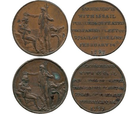 BRITISH TOKENS, 18th Century Tokens, England,  Hampshire, Portsmouth, Thomas Sharp, Copper Halfpenny (2), 1797, obv Neptune s