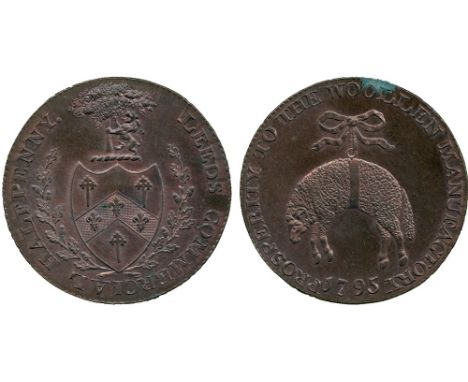 BRITISH TOKENS, 18th Century Tokens, England,  Yorkshire, Leeds, Samuel Birchall, Copper Halfpenny, 1795, obv shield of arms,