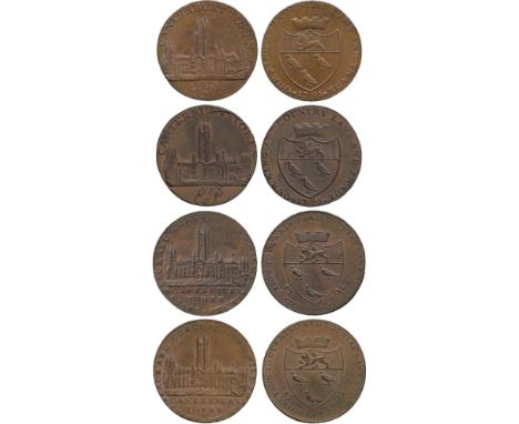 BRITISH TOKENS, 18th Century Tokens, England,  Kent, Canterbury, John Matthews, Copper Halfpenny, 1794, obv Canterbury Cathed