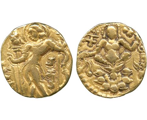 INDIAN COINS, GUPTA, Chandragupta II (c.380-414 AD), Gold Dinar, archer type, Chandra below arm of king standing left, holdin