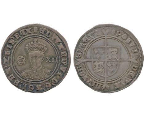 BRITISH COINS, Edward VI, Silver Shilling, third period, Fine Silver issue (1551-1553), facing crowned portrait, rose to left