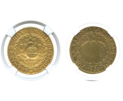 G WORLD COINS, PHILIPPINES, Gold 8-Escudos, undated, countermarked coinage of Ferdinand VII of Spain (1808-1833), type V coun