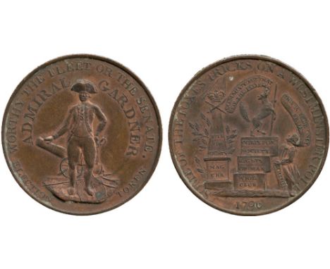 BRITISH TOKENS, 18th Century Tokens, England,  Middlesex, Political and Social Series, Admiral Gardner, Copper Penny-size Ele