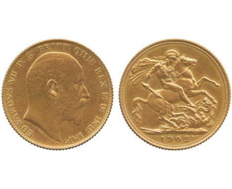 G BRITISH COINS, Edward VII, Gold Matt Proof Sovereign, 1902, bare head facing right, DeS. below, rev struck en médaille, St 