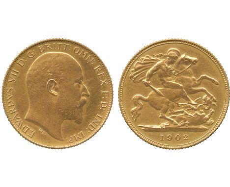 G BRITISH COINS, Edward VII, Gold Matt Proof Half-Sovereign, 1902, bare head facing right, DeS. below, rev struck en médaille