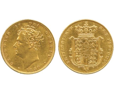 G BRITISH COINS, George IV, Gold Sovereign, 1830, second bare head left, date below, rev crowned quartered shield of arms wit