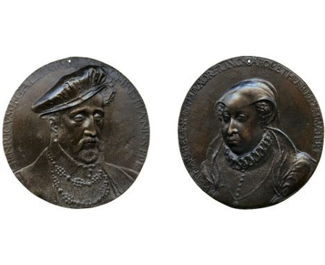 COMMEMORATIVE MEDALS, World Medals, France, Henri II (1519-1547-1559) and Catherine de Medici (1519-1589), pair of uniface ca