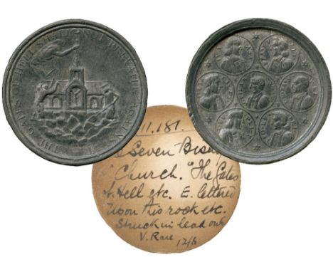 COMMEMORATIVE MEDALS, British Historical Medals, James II, Church and Seven Bishops, Lead Medal, 1688, Jesuit monk with spade