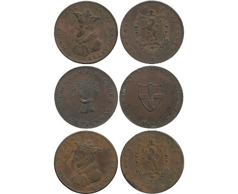 BRITISH TOKENS, 18th Century Tokens, England,  Lincolnshire, Lincoln, Skidmore, Copper Halfpenny, 1795, obv wheatsheaf, rev A