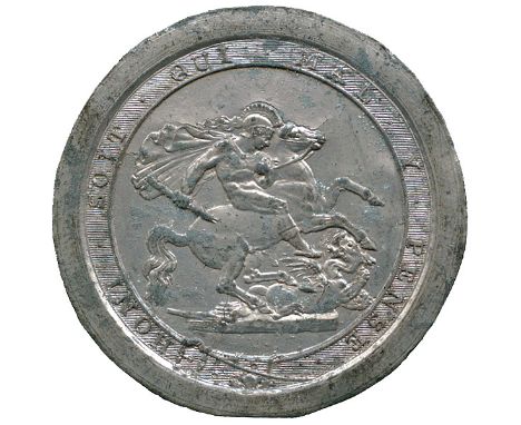 BRITISH COINS, George III, Uniface Lead Trial Striking of the reverse of a Sovereign, undated (c.1816-1817), engraved by Bene