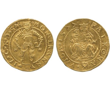 WORLD COINS, ROMANIA, Principality of Transylvania. Christoph Báthori (1576-1581), Gold Ducat, 1577, Hermannstadt, ?MON?TRANS